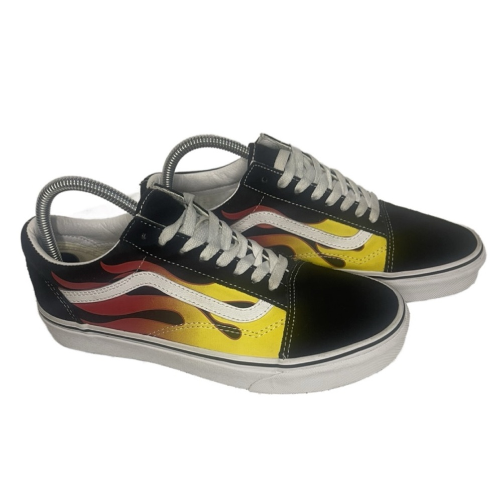 Vans Old Skool Flame Mens Size 8 Black Athletic Casual Shoes Sneakers Suede - Picture 2 of 13